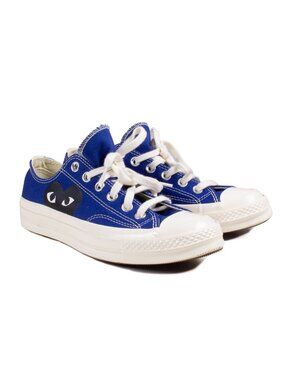 COMME des GARCONS PLAY CONVERSE Low Top Sneakers Blue Canvas Sz US 7